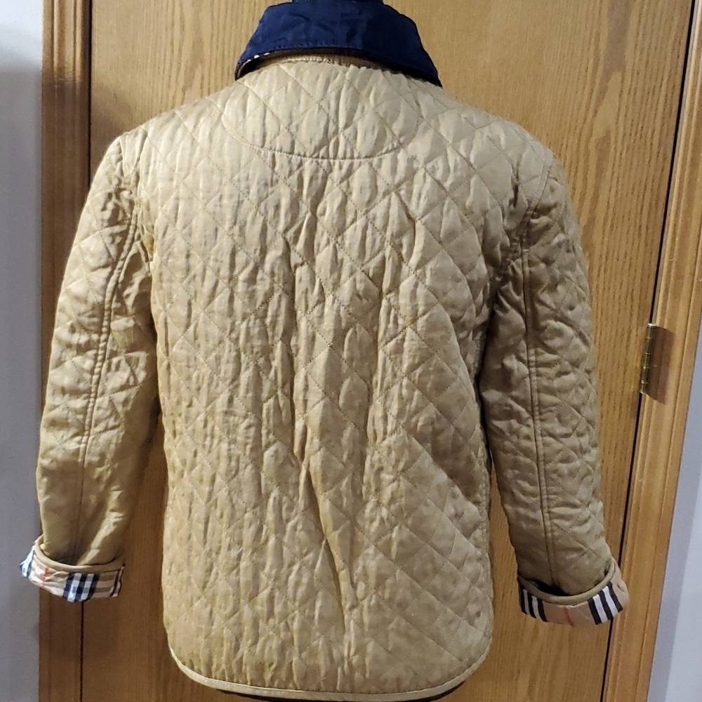 Burberry tan quilted cotton jacket coat nova check flip cuff and collar reverse - Picture 6 of 14